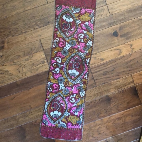 Burmel vintage mod floral motif oblong silk scarf - Picture 5 of 8